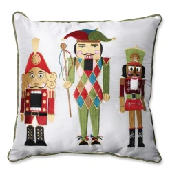 16.5" Red And Green Nutcrackers Christmas Square Throw Pillow