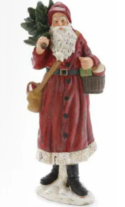 15.5" Red And Green Old World Woodland Santa Claus Figure