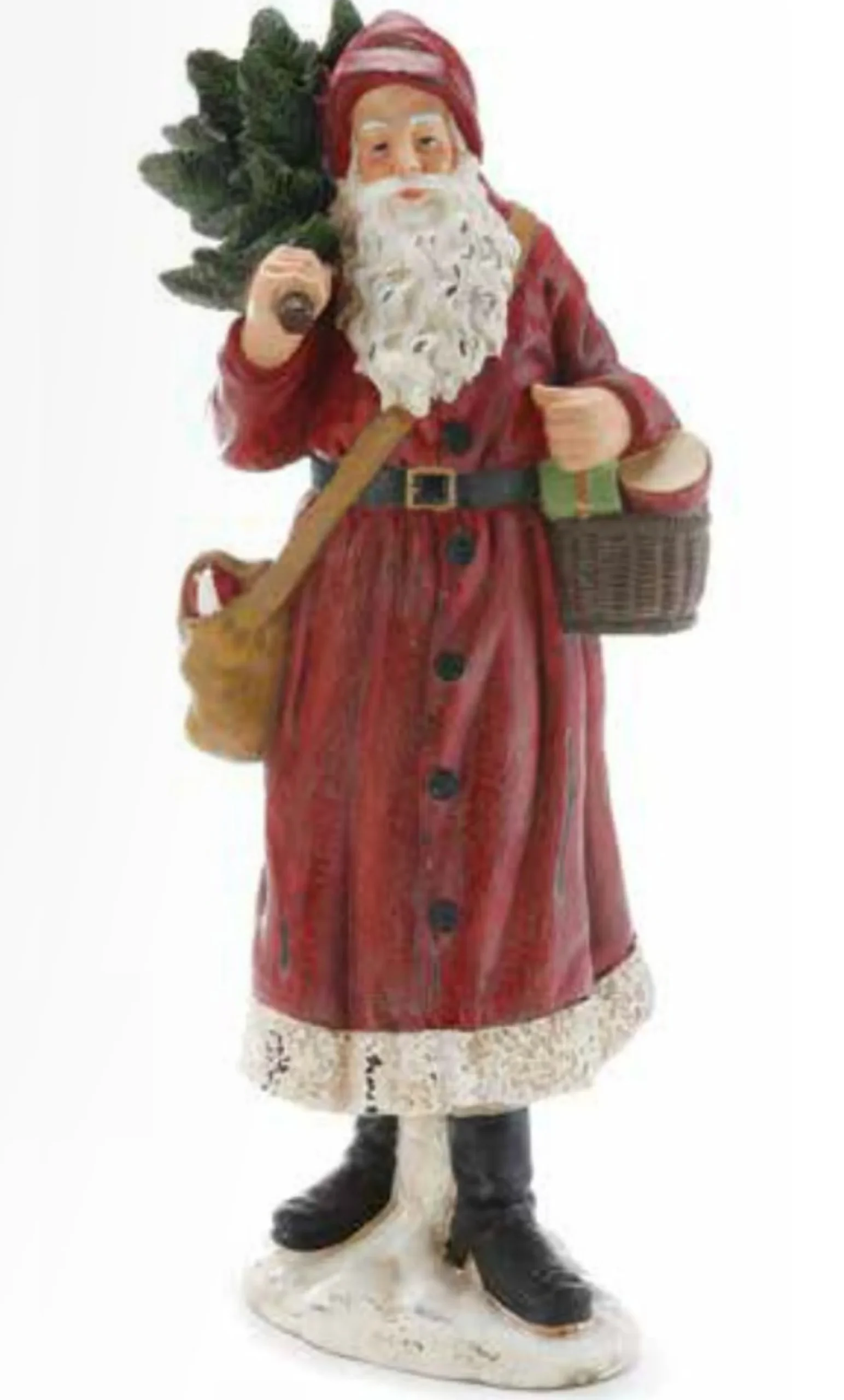 15.5" Red And Green Old World Woodland Santa Claus Figure
