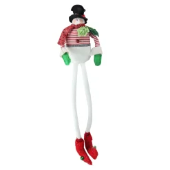 24" Red And Green Poseable Plush Snowman Christmas Shelf Sitter