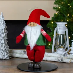 23" Red And Green Santa Christmas Gnome Tabletop Figure