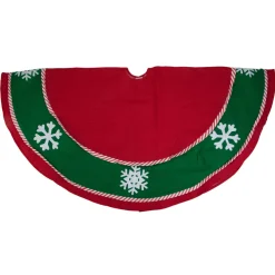 48" Red And Green Snowflakes Christmas Tree Skirt