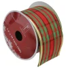 Red And Green Striped Wired Christmas Craft Ribbon 2.5" X 10 Yards
