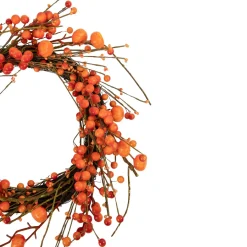 Red And Orange Berries With Mini Pumpkins Fall Harvest Wreath, 20-Inch, Unlit