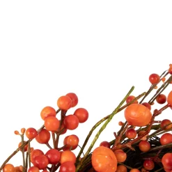 Red And Orange Berries With Mini Pumpkins Fall Harvest Wreath, 20-Inch, Unlit