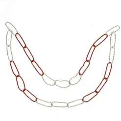 36" Red And Silver Round Loops Christmas Chain Garland - Unlit