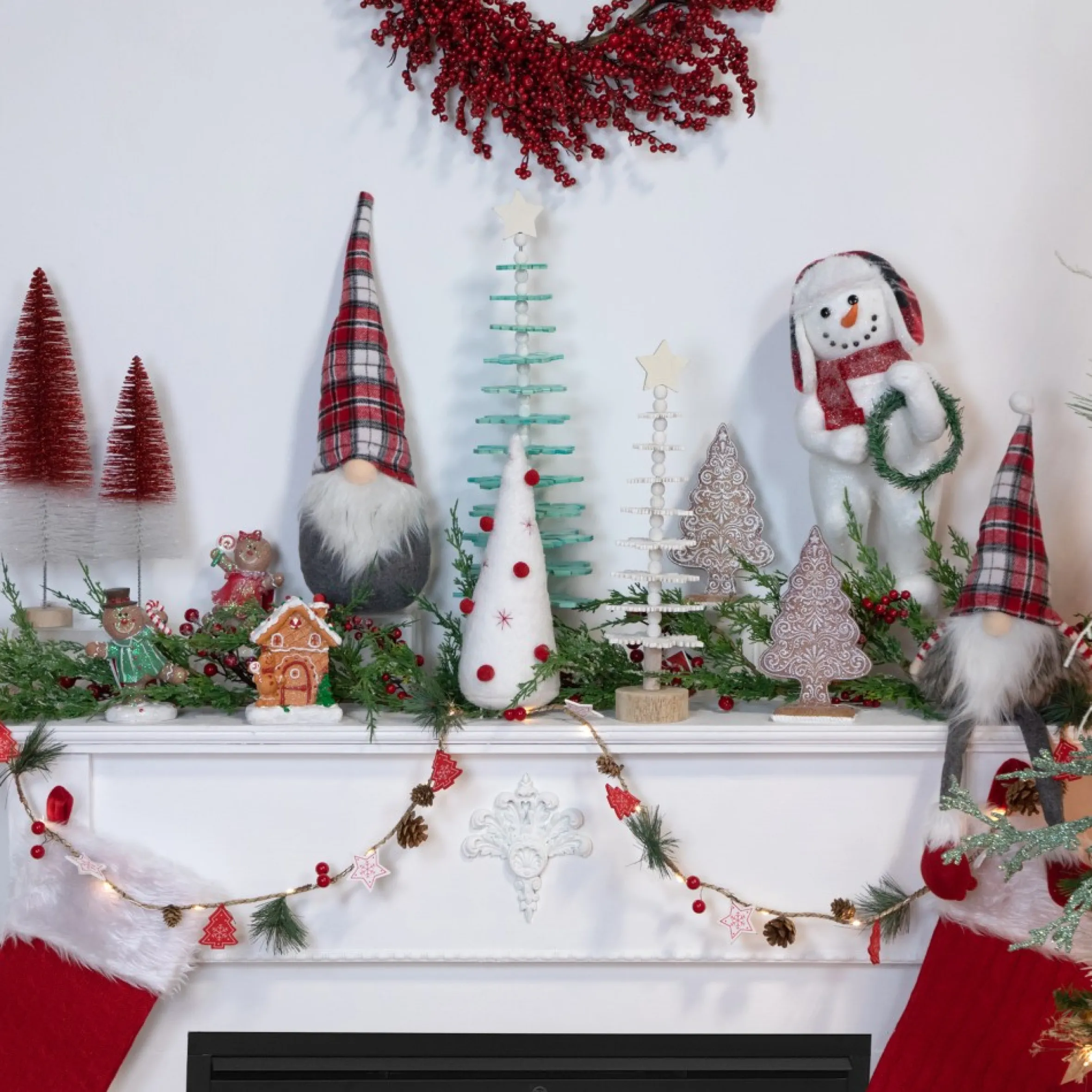 19" Red And White Cable Knit Christmas Stocking With Fur Cuff