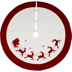 48" Red And White Christmas Reindeer Tree Skirt