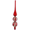 14.75" Red And White Glass Finial Christmas Tree Topper