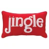 19.5" Red And White "Jingle" Rectangular Christmas Throw Pillow