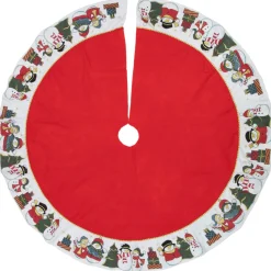 48" Red And White Jolly Snowman Christmas Tree Skirt