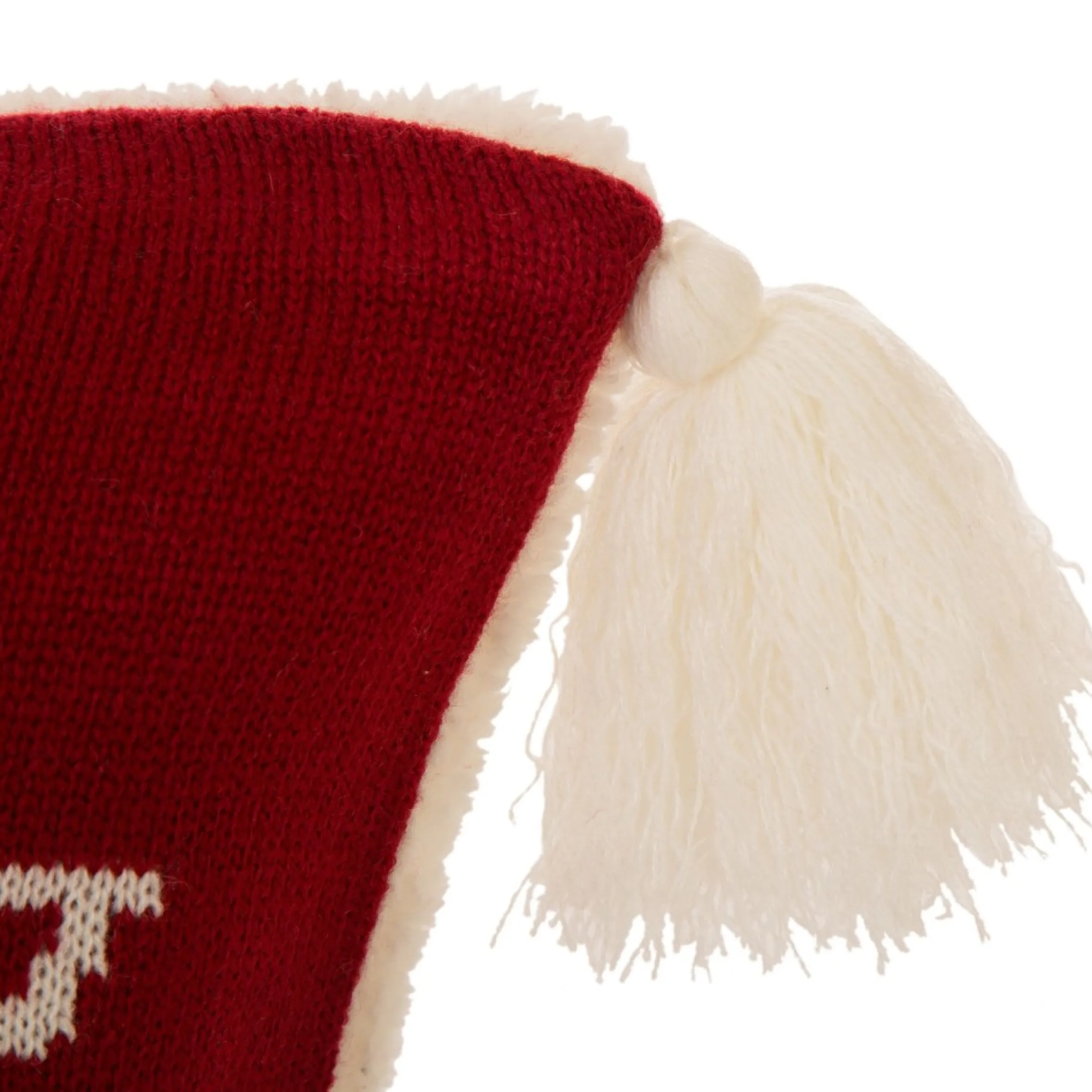 18" Red And White Knit Snowflake Christmas Pillow Cover With Tassels