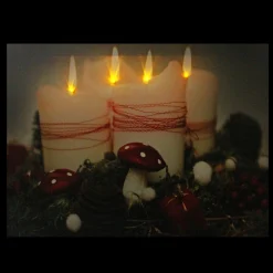 Red And White Led Lighted Flickering Candles Christmas Wall Art 11.75" X 15.75"