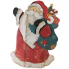 19.5" Red And White Led Lighted Santa Claus Christmas Wooden Figure