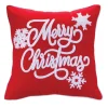 16" Red And White "Merry Christmas" Embroidered Throw Pillow