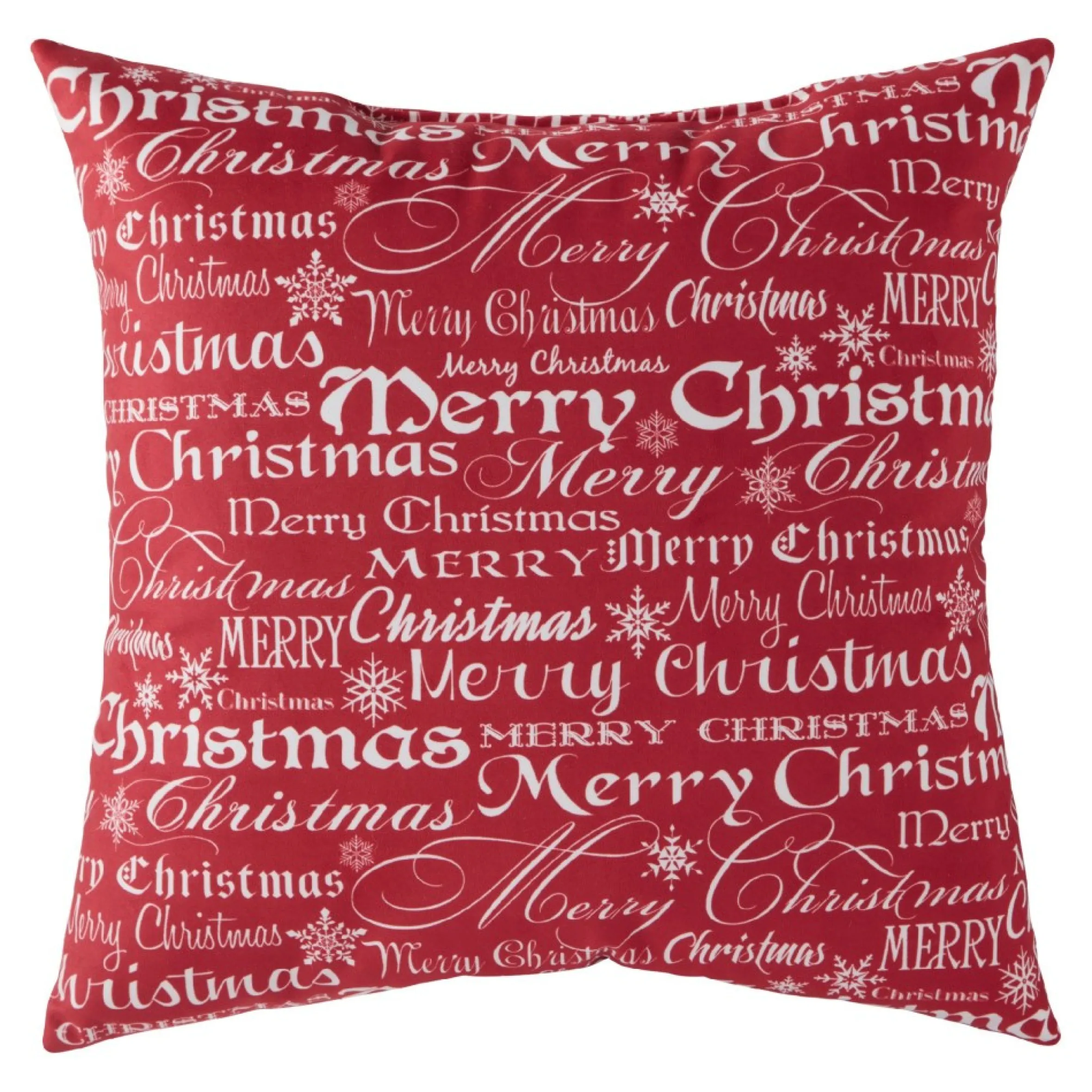 18" Red And White Merry Christmas Square Throw Pillow