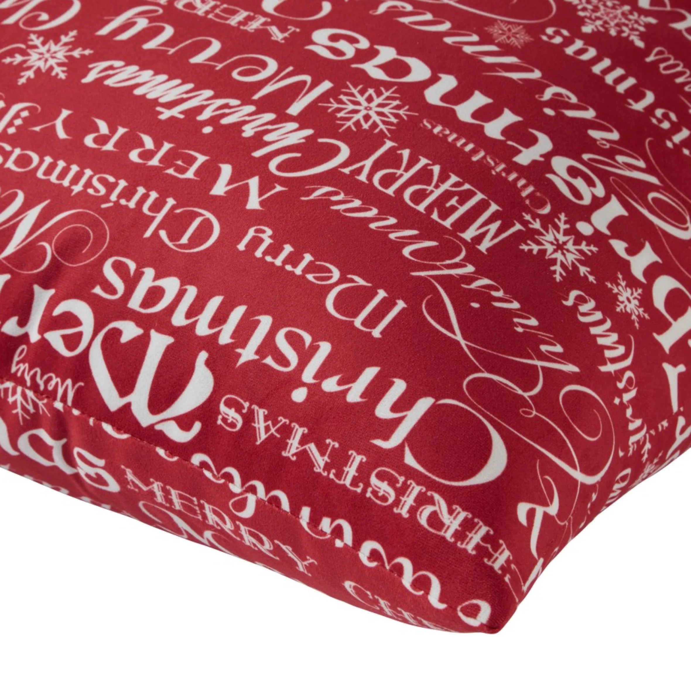 18" Red And White Merry Christmas Square Throw Pillow