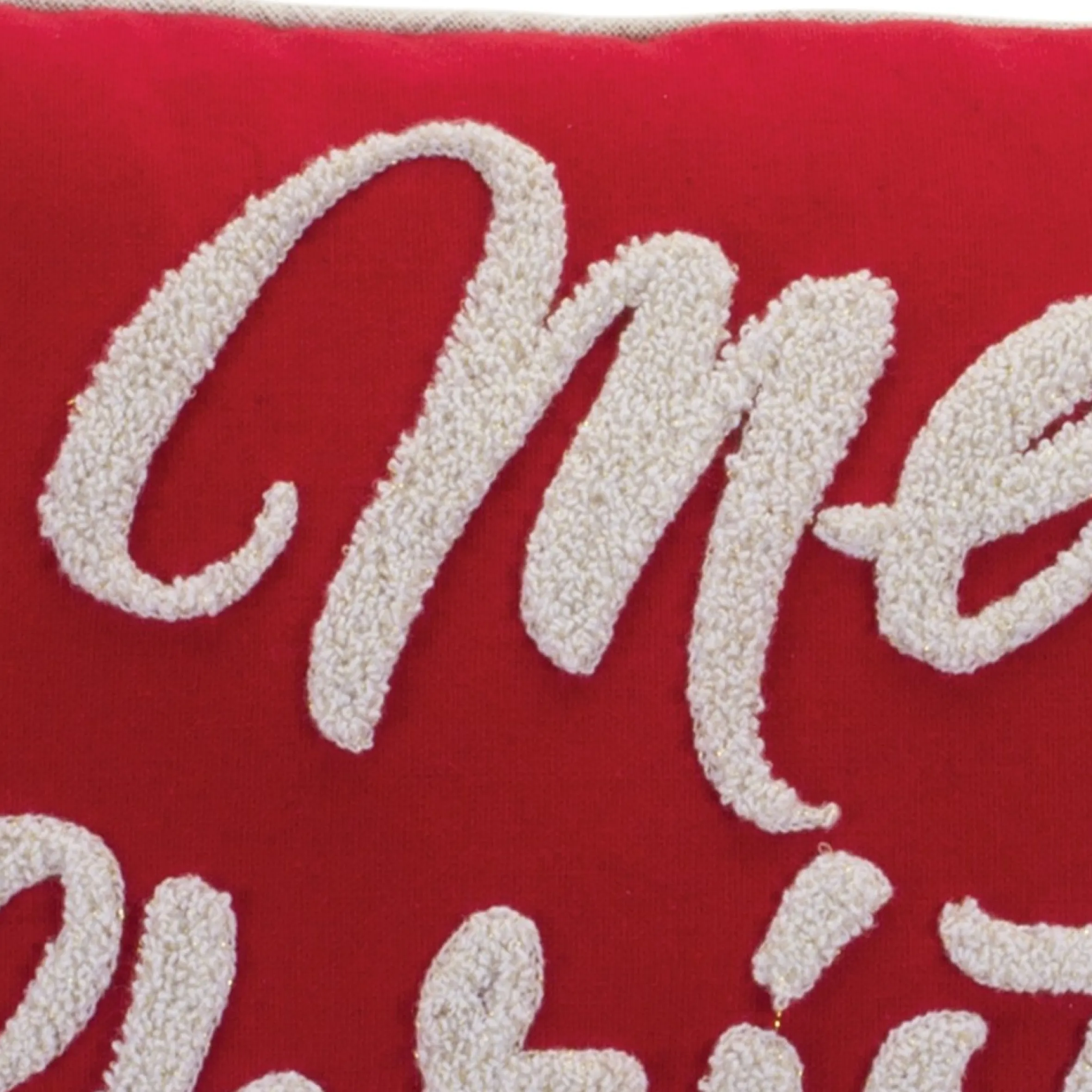 19" Red And White "Merry Christmas" Rectangular Throw Pillow
