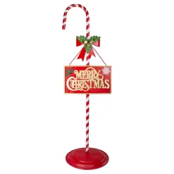 39" Red And White Merry Christmas Outdoor Candy Cane Sign