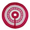 40" Red And White Nordic Christmas Tree Skirt