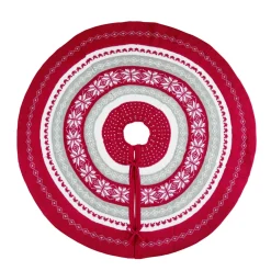 40" Red And White Nordic Christmas Tree Skirt