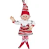 13" Red And White Peppermint Striped Elf With Jingle Bells