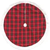 48" Red And White Plaid Border Christmas Tree Skirt