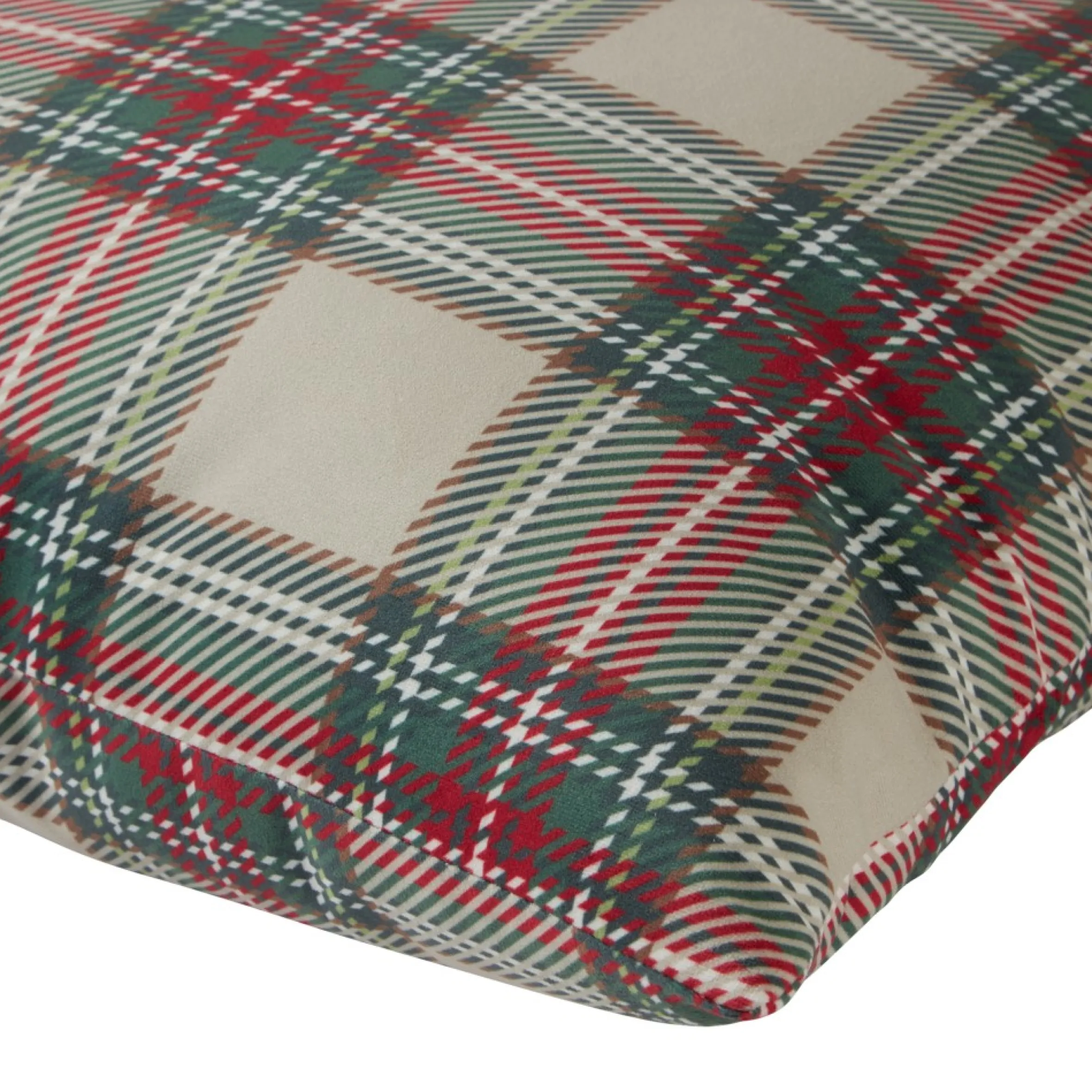 18" Red And White Plaid Christmas Square Throw Pillow