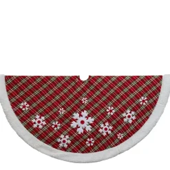 48" Red And White Plaid Christmas Tree Skirt
