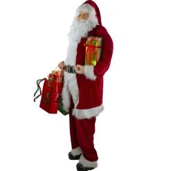 72" Red And White Santa Claus With Shopping Bags Christmas Figure