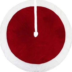 60" Red And White Solid Round Christmas Tree Skirt