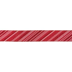 Red And White Striped Christmas Wired Craft Ribbon 2.5" X 10 Yards