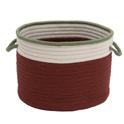 16" Red And White Striped Round Braided Christmas Basket