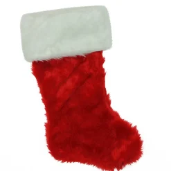 20" Red And White Traditional Cuff Extra Plush Christmas Stocking