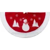 36" Red And White Winter Snowman Embroidered Christmas Tree Skirt