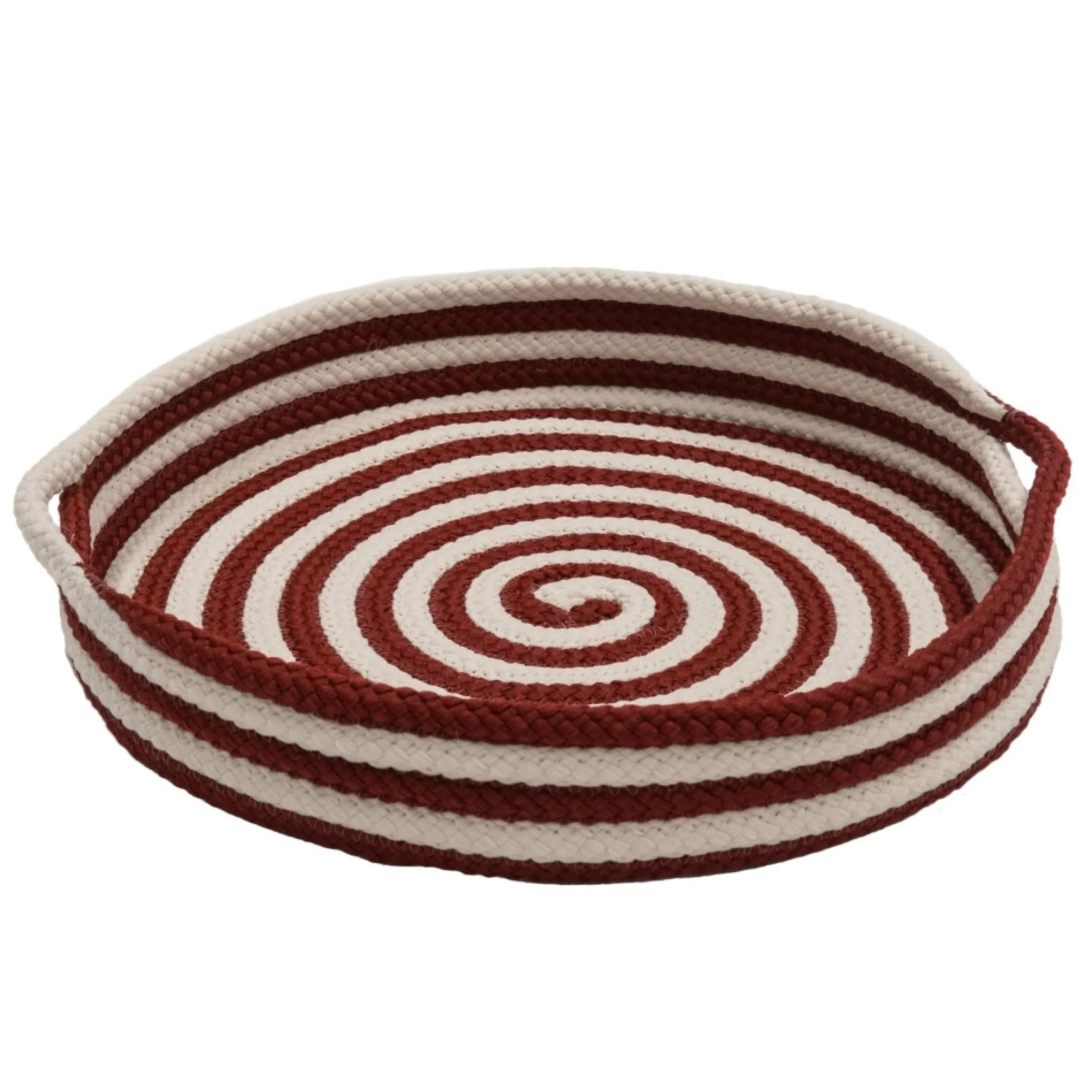 18" Red And White Woven Candy Cane Round Christmas Tray