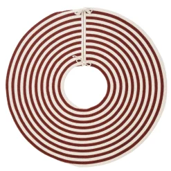 44" Red And White Woven Candy Cane Round Christmas Tree Skirt
