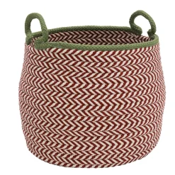 14" Red Braided Chevron Christmas Storage Basket