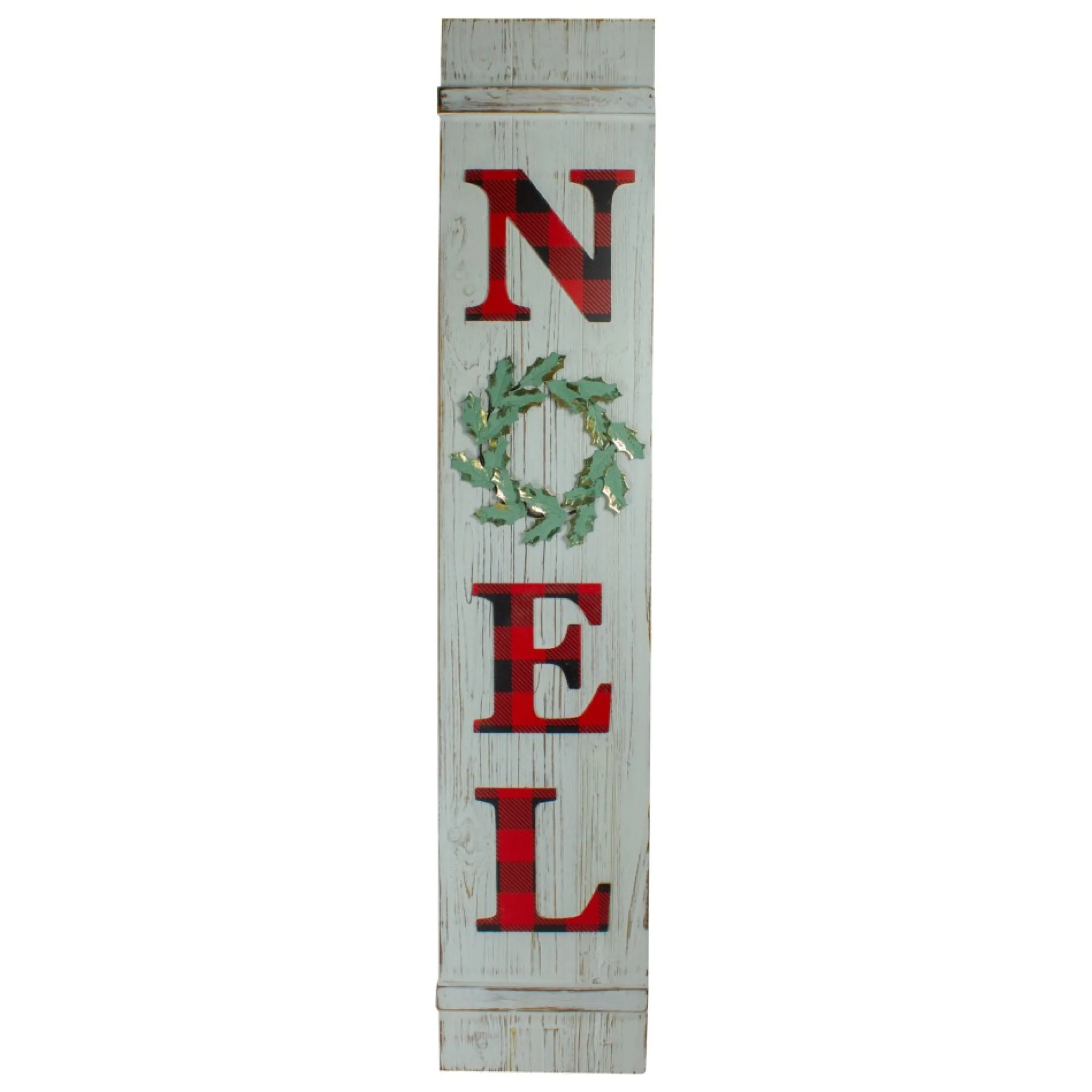 47.5" Red Buffalo Plaid Wooden Noel Christmas Wall Sign