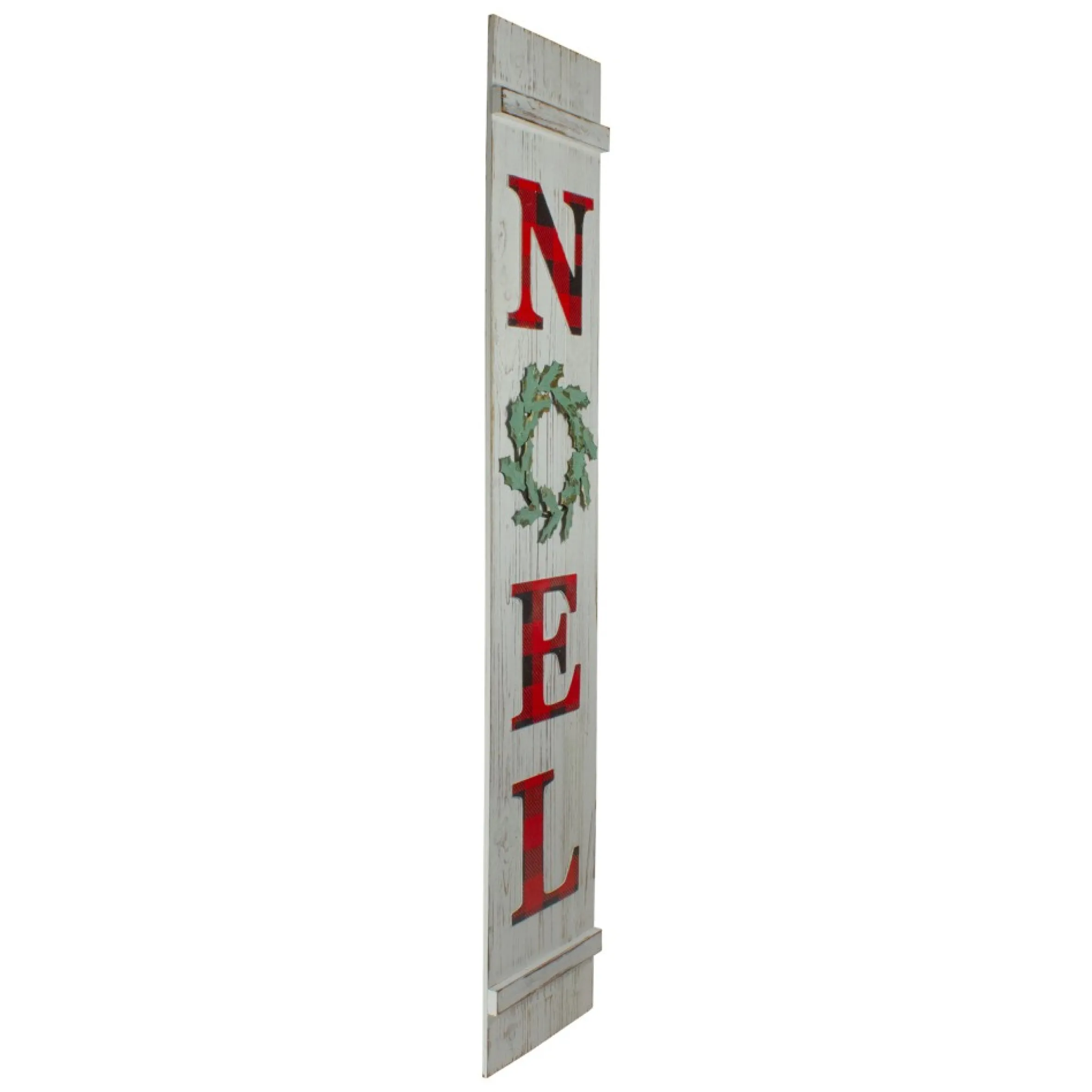 47.5" Red Buffalo Plaid Wooden Noel Christmas Wall Sign