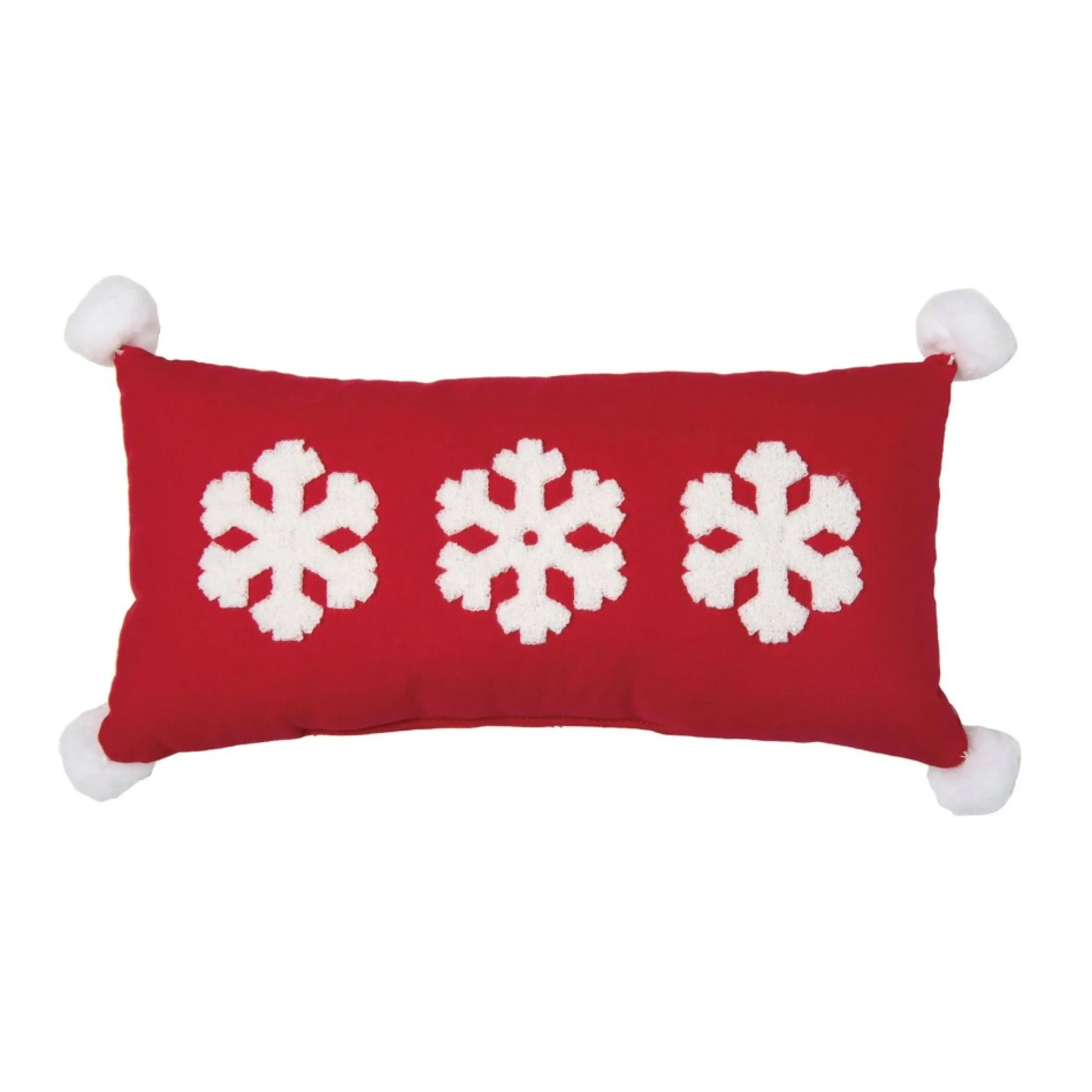 16" Red Christmas Embroidered And Snowflake Rectangular Throw Pillow