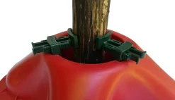 Red Christmas Tree Stand With Clamping System - For Live Trees Up To 10'