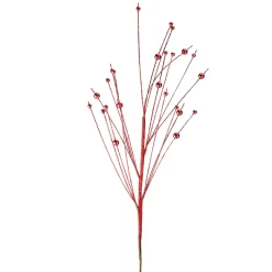 24" Red Flaming Glittered Retro Christmas Spray