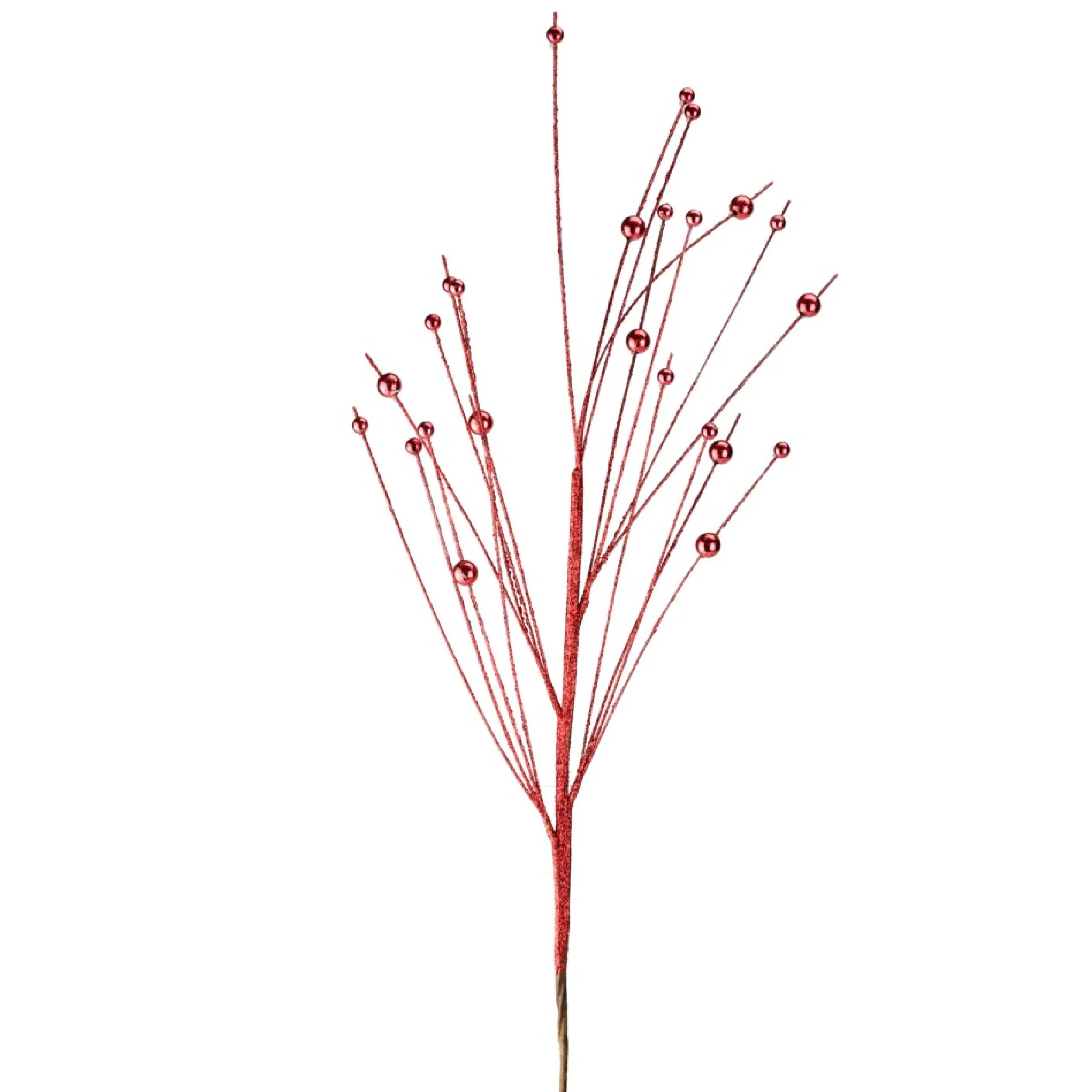 24" Red Flaming Glittered Retro Christmas Spray