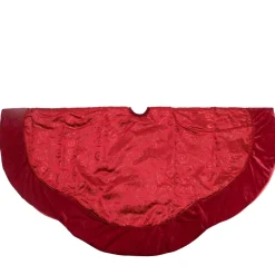 48" Red Glittered Swirl Trimmed Christmas Tree Skirt