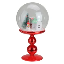8.75" Red Holiday Scene Pedestal Globe Tabletop Decoration