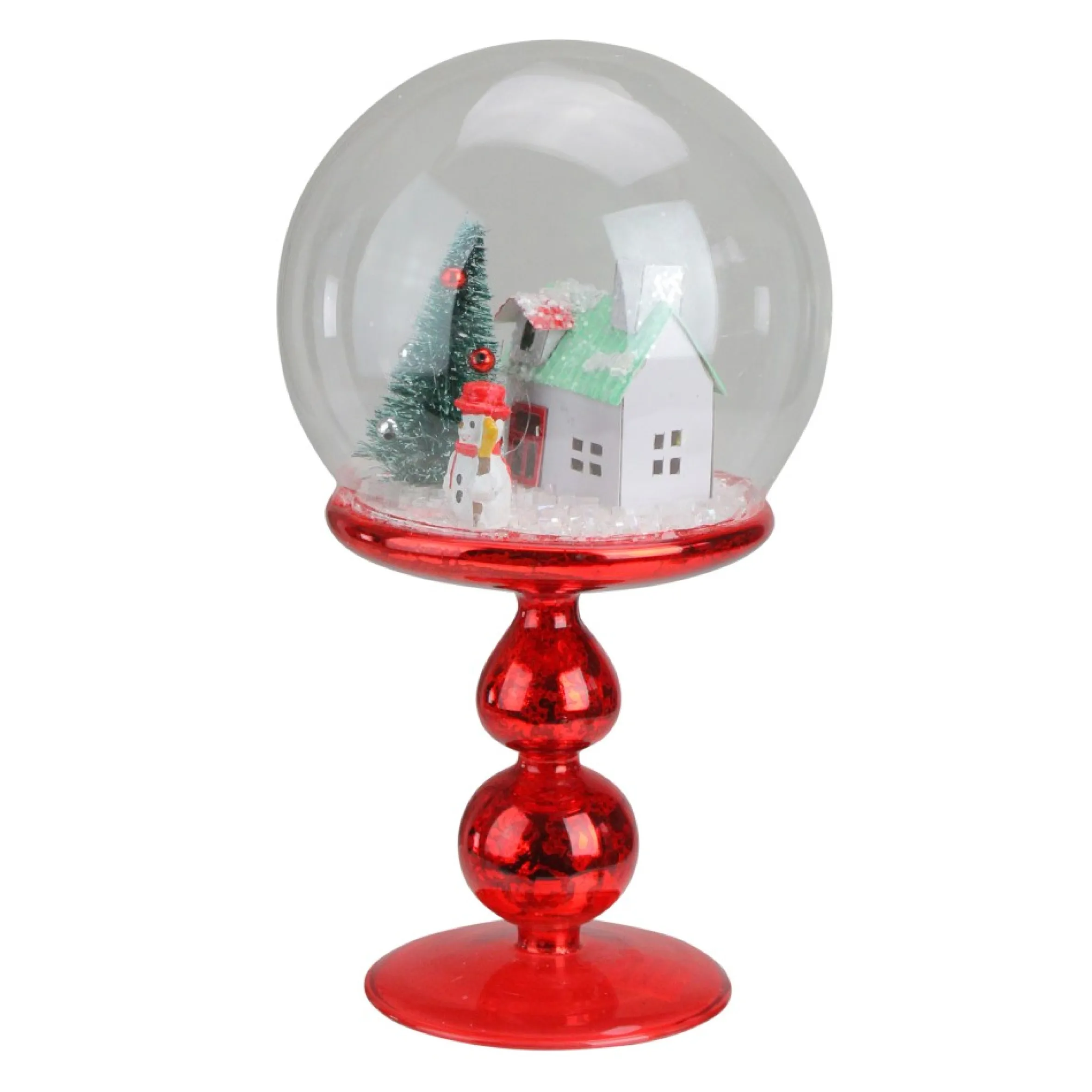 8.75" Red Holiday Scene Pedestal Globe Tabletop Decoration