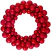 Red Hot 3-Finish Shatterproof Ball Christmas Wreath, 24-Inch