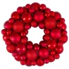 Red Hot 3-Finish Shatterproof Ball Christmas Wreath - 13-Inch, Unlit