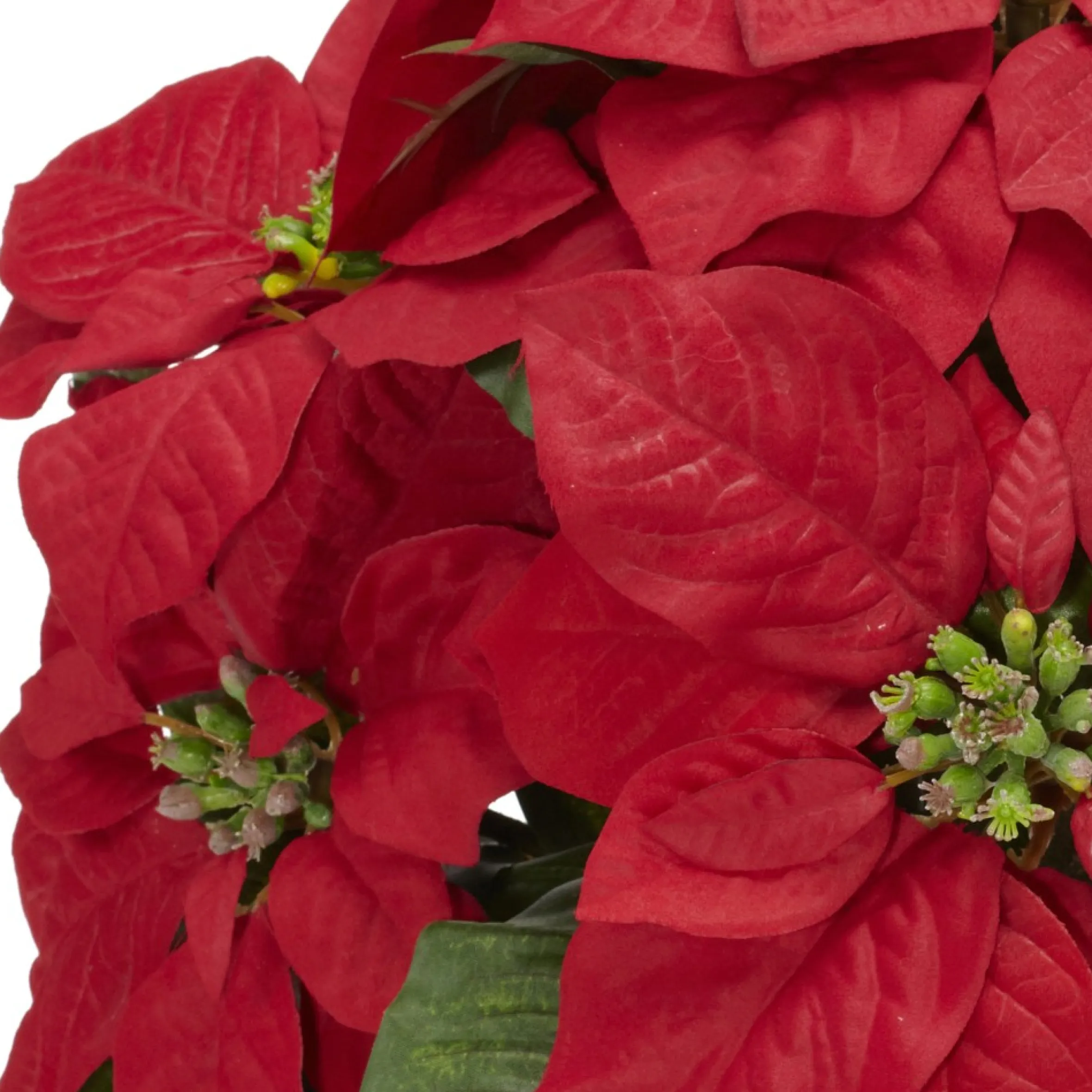 13" Red Poinsettia Silk Artificial Christmas Floral Arrangement With Ceramic Vase